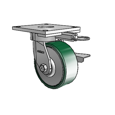 6 Series Kingpinless Casters Top Plate Swivel Caster with 5 x 2 Forged Steel Wheel and Side Lock Brake