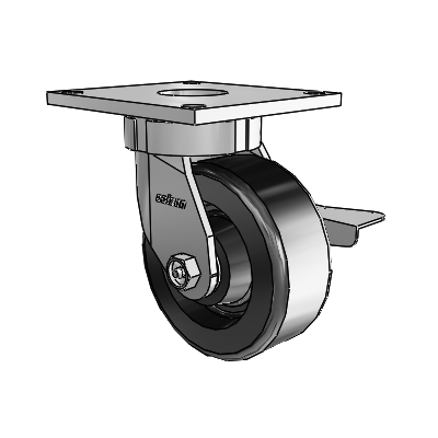 6 Series Kingpinless Casters Top Plate Swivel Caster with 5 x 2 Phenolic Wheel and Side Lock Brake