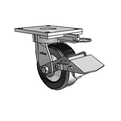 6 Series Kingpinless Casters Top Plate Swivel Caster with 5 x 2 Phenolic Wheel and Tread Lock Brake