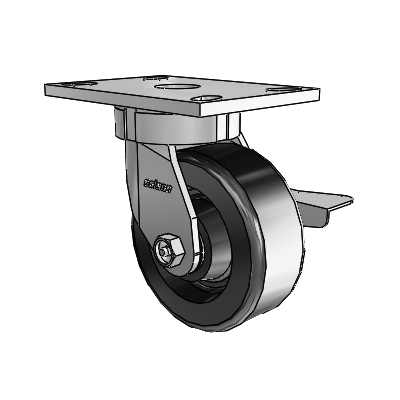 6 Series Kingpinless Casters Top Plate Swivel Caster with 5 x 2 Phenolic Wheel and Side Lock Brake