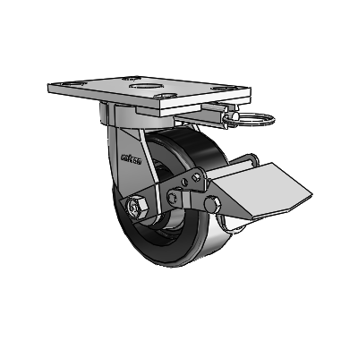 6 Series Kingpinless Casters Top Plate Swivel Caster with 5 x 2 Phenolic Wheel and Tread Lock Brake