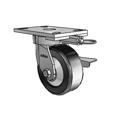 6 Series Kingpinless Casters Top Plate Swivel Caster with 5 x 2 Phenolic Wheel and Side Lock Brake