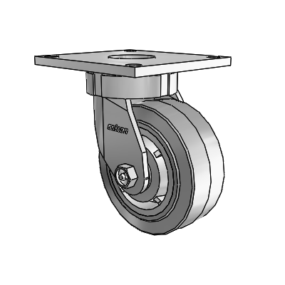 6 Series Kingpinless Casters Top Plate Swivel Caster with 5 x 2 Performa Rubber (Flat/Grey) Wheel