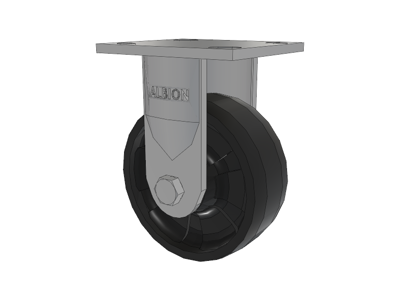 16 Series Top Plate Rigid Caster with 5 x 2 Black Nylon NG - Maxim Nylon Wheel