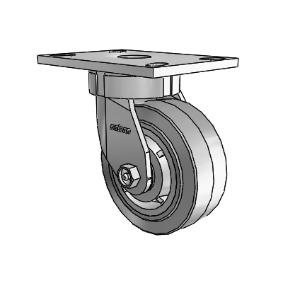 6 Series Kingpinless Casters Top Plate Swivel Caster with 5 x 2 Performa Rubber (Flat/Grey) Wheel