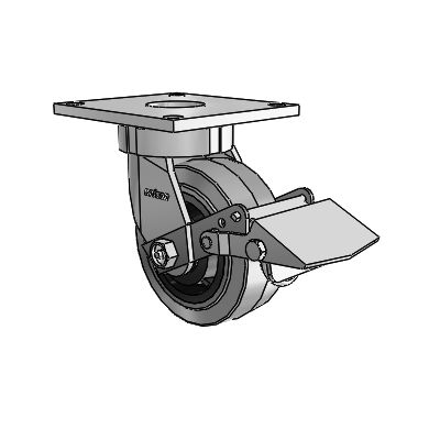 6 Series Kingpinless Casters Top Plate Swivel Caster with 5 x 2 Performa Rubber (Flat/Conductive) Wheel and Tread Lock Brake