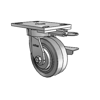 6 Series Kingpinless Casters Top Plate Swivel Caster with 5 x 2 Performa Rubber (Flat/Grey) Wheel and Side Lock Brake
