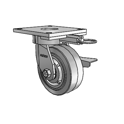 6 Series Kingpinless Casters Top Plate Swivel Caster with 5 x 2 Performa Rubber (Flat/Grey) Wheel and Side Lock Brake