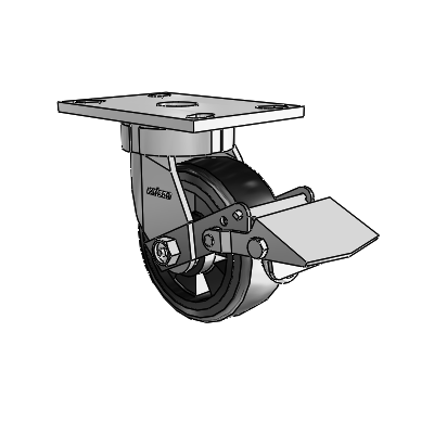 6 Series Kingpinless Casters Top Plate Swivel Caster with 5 x 2 Trans-forma LT (Flat) Wheel and Tread Lock Brake