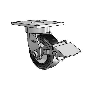 6 Series Kingpinless Casters Top Plate Swivel Caster with 5 x 2 Trans-forma LT (Flat) Wheel and Tread Lock Brake