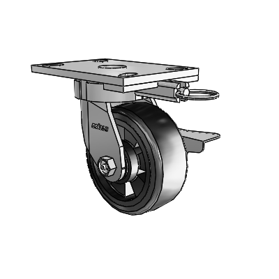 6 Series Kingpinless Casters Top Plate Swivel Caster with 5 x 2 Trans-forma LT (Flat) Wheel and Side Lock Brake