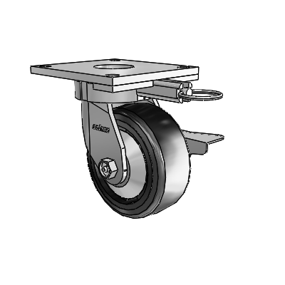 6 Series Kingpinless Casters Top Plate Swivel Caster with 5 x 2 Trans-forma LT (Flat) Wheel and Side Lock Brake