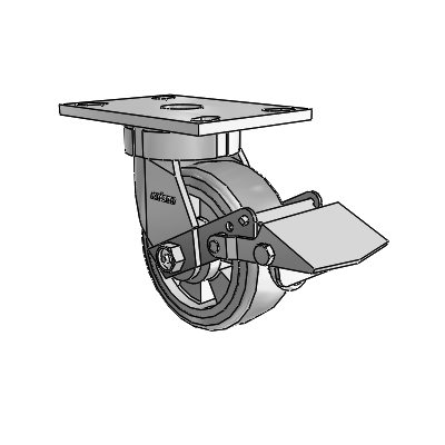 6 Series Kingpinless Casters Top Plate Swivel Caster with 5 x 2 Trans-forma (Flat) Wheel and Tread Lock Brake