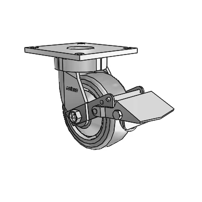 6 Series Kingpinless Casters Top Plate Swivel Caster with 5 x 2 Trans-forma HD (Flat) Wheel and Tread Lock Brake