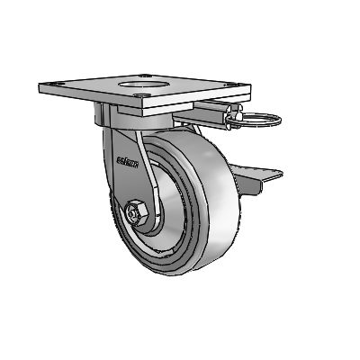 6 Series Kingpinless Casters Top Plate Swivel Caster with 5 x 2 Trans-forma HD (Flat) Wheel and Side Lock Brake
