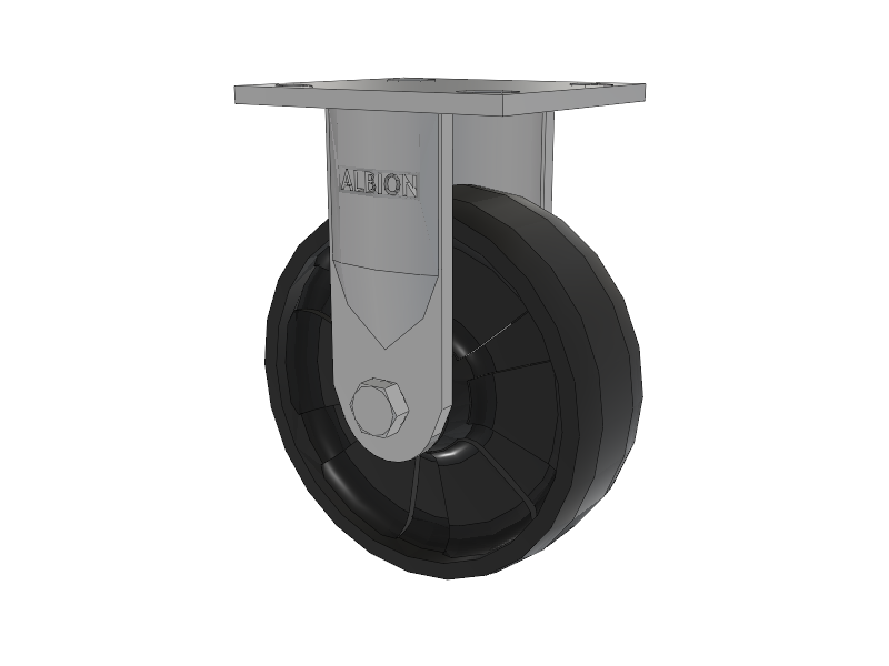 16 Series Top Plate Rigid Caster with 6 x 2 Black Nylon NG - Maxim Nylon Wheel