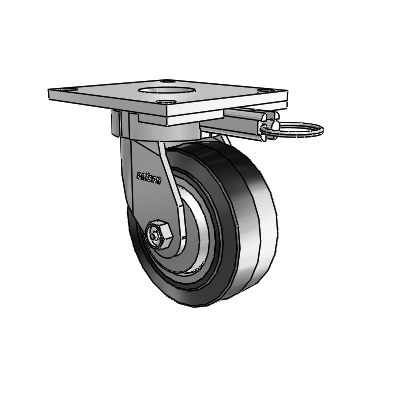 6 Series Kingpinless Casters Top Plate Swivel Caster with 5 x 2 Performa Rubber (Flat/Black) Wheel