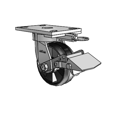6 Series Kingpinless Casters Top Plate Swivel Caster with 5 x 2 Maxim Wheel and Tread Lock Brake