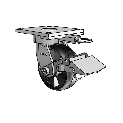 6 Series Kingpinless Casters Top Plate Swivel Caster with 5 x 2 Maxim Wheel and Tread Lock Brake