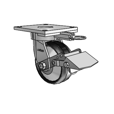 6 Series Kingpinless Casters Top Plate Swivel Caster with 5 x 2 Maxim Wheel and Tread Lock Brake