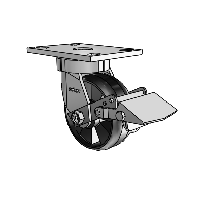 6 Series Kingpinless Casters Top Plate Swivel Caster with 5 x 2 Maxim Wheel and Tread Lock Brake