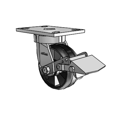 6 Series Kingpinless Casters Top Plate Swivel Caster with 5 x 2 Maxim Wheel and Tread Lock Brake
