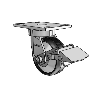 6 Series Kingpinless Casters Top Plate Swivel Caster with 5 x 2 Maxim Wheel and Tread Lock Brake