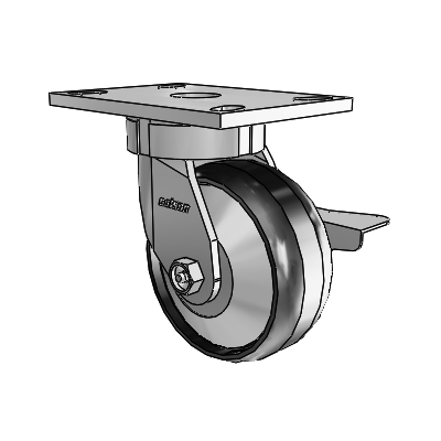 6 Series Kingpinless Casters Top Plate Swivel Caster with 5 x 2 Maxim Wheel and Side Lock Brake