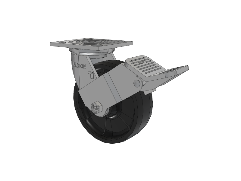16 Series Top Plate Swivel Caster with 6 x 2 Black Nylon NG - Maxim Nylon Wheel and Face Brake
