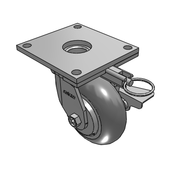 6 Series Kingpinless Casters Top Plate Swivel Caster with 5 x 2 Performa Rubber (Round) Wheel and Side Lock Brake