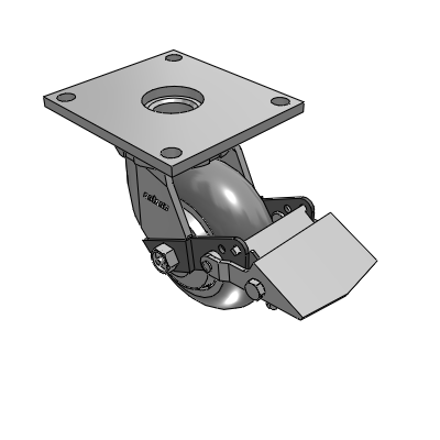 6 Series Kingpinless Casters Top Plate Swivel Caster with 5 x 2 Performa Rubber (Round) Wheel and Tread Lock Brake