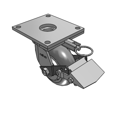 6 Series Kingpinless Casters Top Plate Swivel Caster with 5 x 2 Performa Rubber (Round) Wheel and Tread Lock Brake