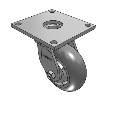 6 Series Kingpinless Casters Top Plate Swivel Caster with 5 x 2 Performa Rubber (Round) Wheel