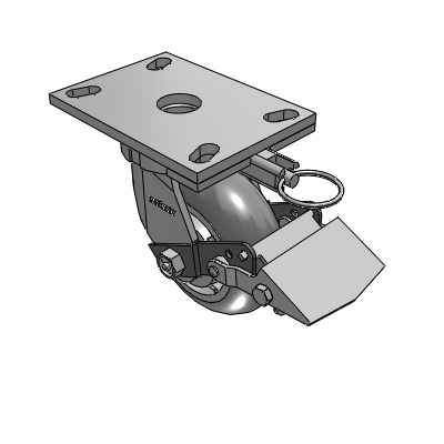 6 Series Kingpinless Casters Top Plate Swivel Caster with 5 x 2 Performa Rubber (Round) Wheel and Tread Lock Brake
