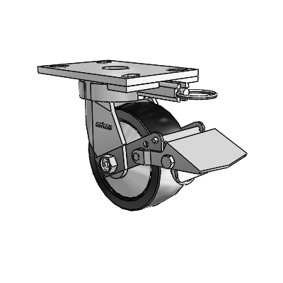 6 Series Kingpinless Casters Top Plate Swivel Caster with 5 x 2 Polyolefin Wheel and Tread Lock Brake