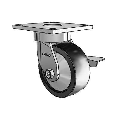 6 Series Kingpinless Casters Top Plate Swivel Caster with 5 x 2 Polyolefin Wheel and Side Lock Brake