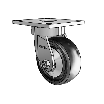 6 Series Kingpinless Casters Top Plate Swivel Caster with 5 x 2 Endura Solid Elastomer Wheel