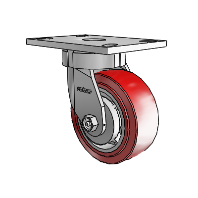 6 Series Kingpinless Casters Top Plate Swivel Caster with 5 x 2 Polyurethane HI-TECH Wheel