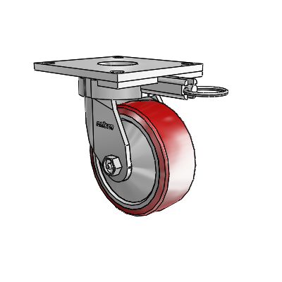 6 Series Kingpinless Casters Top Plate Swivel Caster with 5 x 2 Moldon Polyurethane (Aluminum Core) Wheel