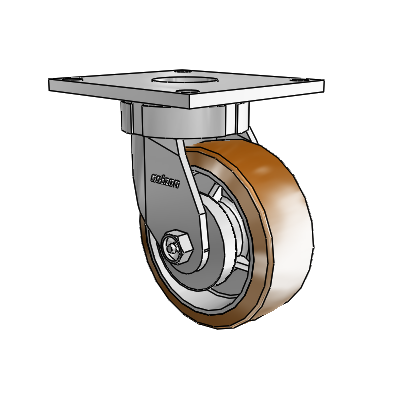 6 Series Kingpinless Casters Top Plate Swivel Caster with 5 x 2 Moldon Nylon (Aluminum Core) Wheel