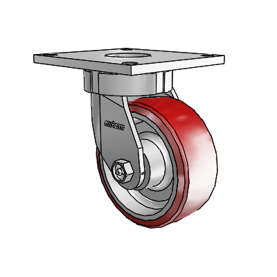 6 Series Kingpinless Casters Top Plate Swivel Caster with 5 x 2 Moldon Polyurethane (Aluminum Core) Wheel