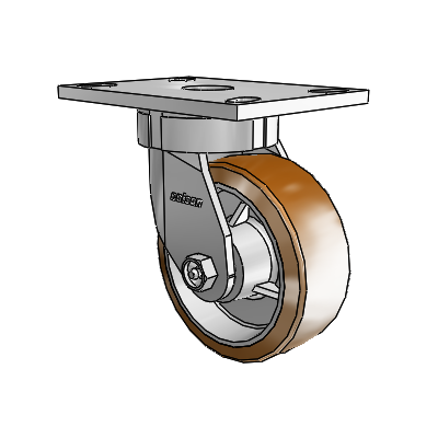 6 Series Kingpinless Casters Top Plate Swivel Caster with 5 x 2 Moldon Nylon (Aluminum Core) Wheel