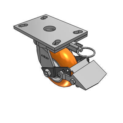 6 Series Kingpinless Casters Top Plate Swivel Caster with 5 x 2 CG Max Orange Wheel and Tread Lock Brake