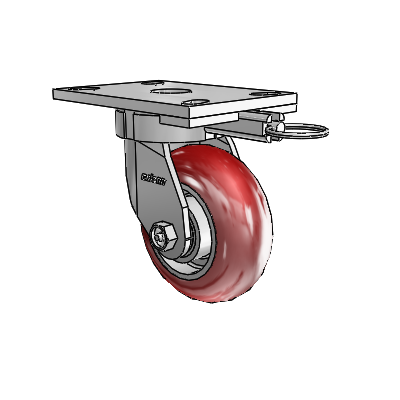 6 Series Kingpinless Casters Top Plate Swivel Caster with 5 x 2 CG Max Maroon Wheel