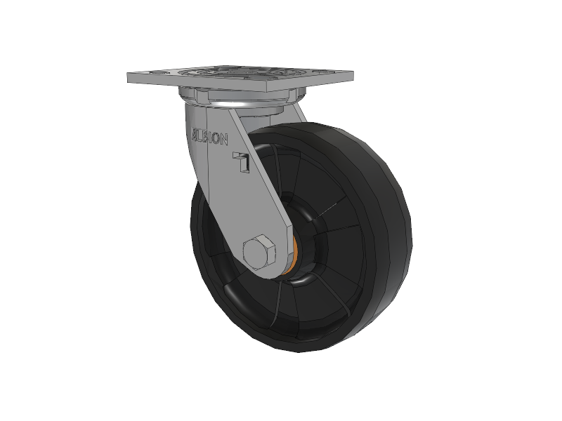 16 Series Top Plate Swivel Caster with 6 x 2 Black Nylon NG - Maxim Nylon Wheel