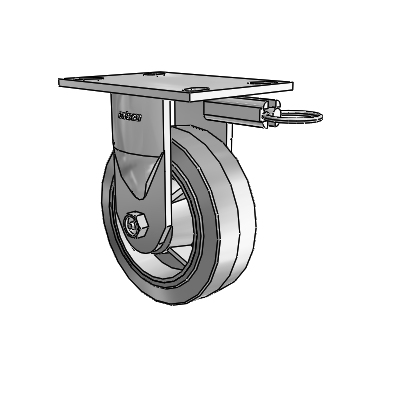 6 Series Kingpinless Casters Top Plate Rigid Caster with 6 x 2 Performa Rubber (Flat/Grey) Wheel