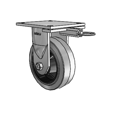 6 Series Kingpinless Casters Top Plate Rigid Caster with 6 x 2 Performa Rubber (Flat/Conductive) Wheel