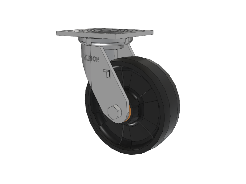 16 Series Top Plate Swivel Caster with 6 x 2 Black Nylon NG - Maxim Nylon Wheel