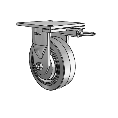 6 Series Kingpinless Casters Top Plate Rigid Caster with 6 x 2 Performa Rubber (Flat/Grey) Wheel