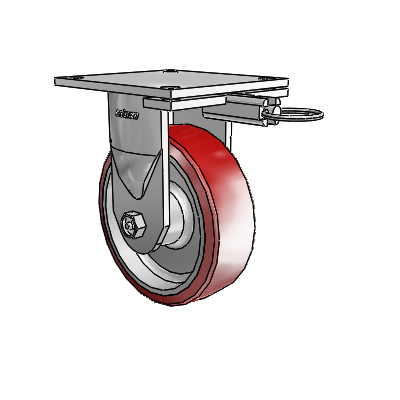 6 Series Kingpinless Casters Top Plate Rigid Caster with 6 x 2 Moldon Polyurethane (Aluminum Core) Wheel